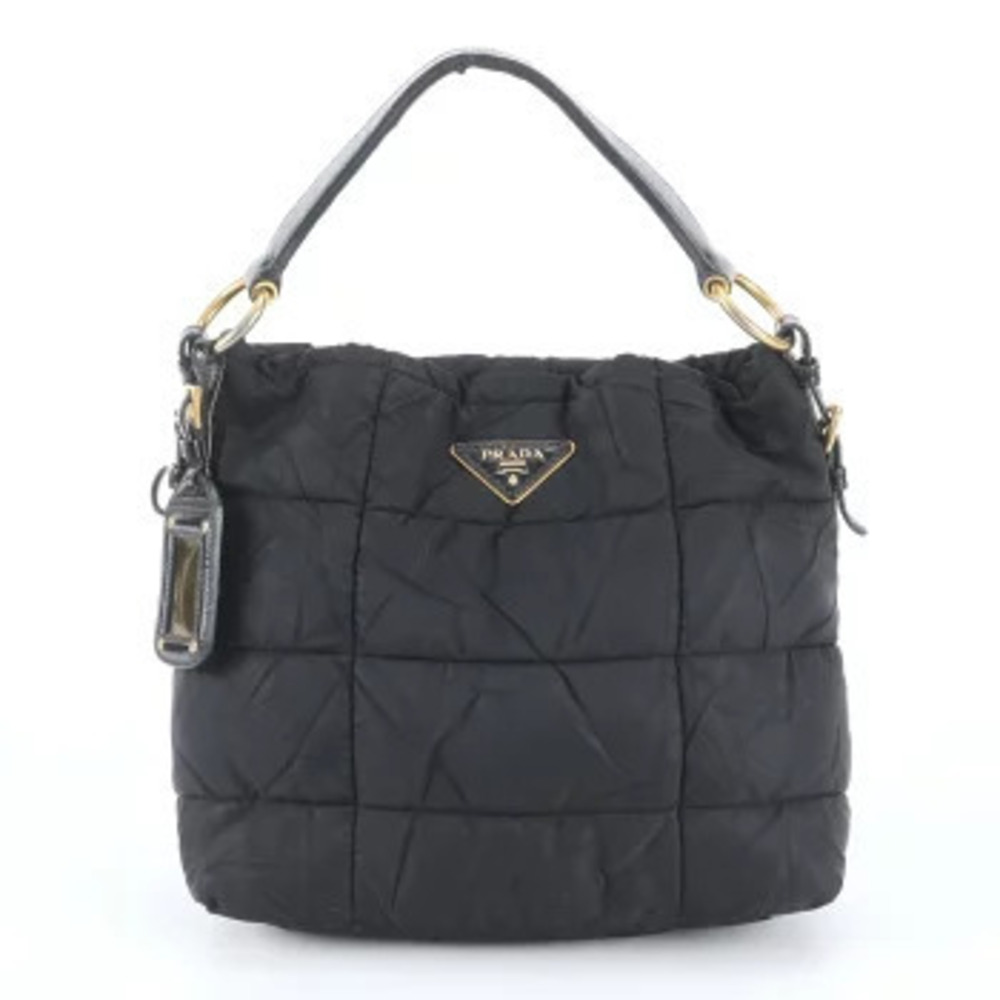 Prada Tessuto Quilted Leather Triangle Shoulder Bag White